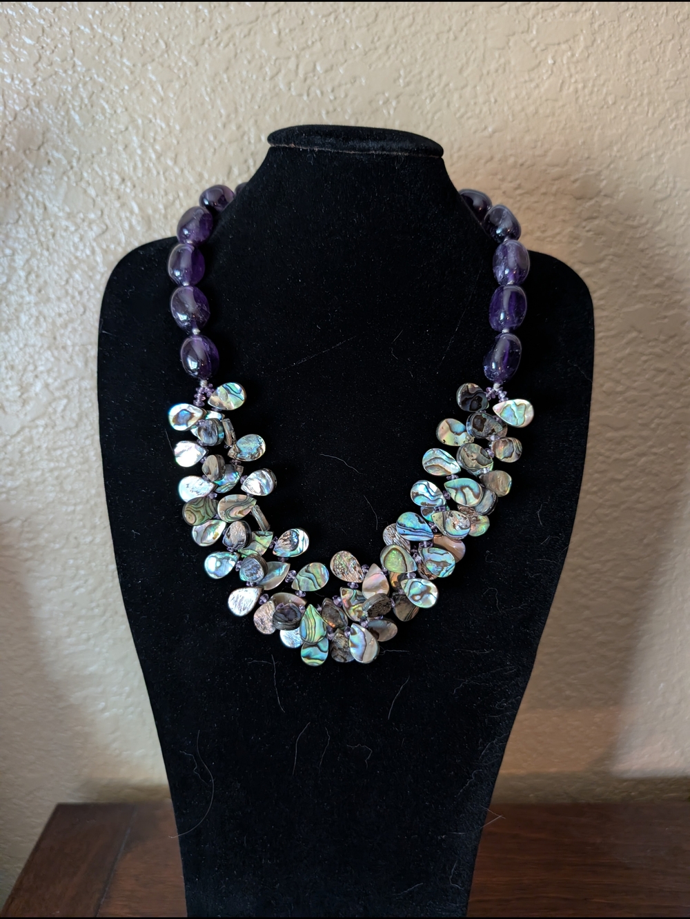 Coldwater Creek Amethyst Abalone Beaded Necklace